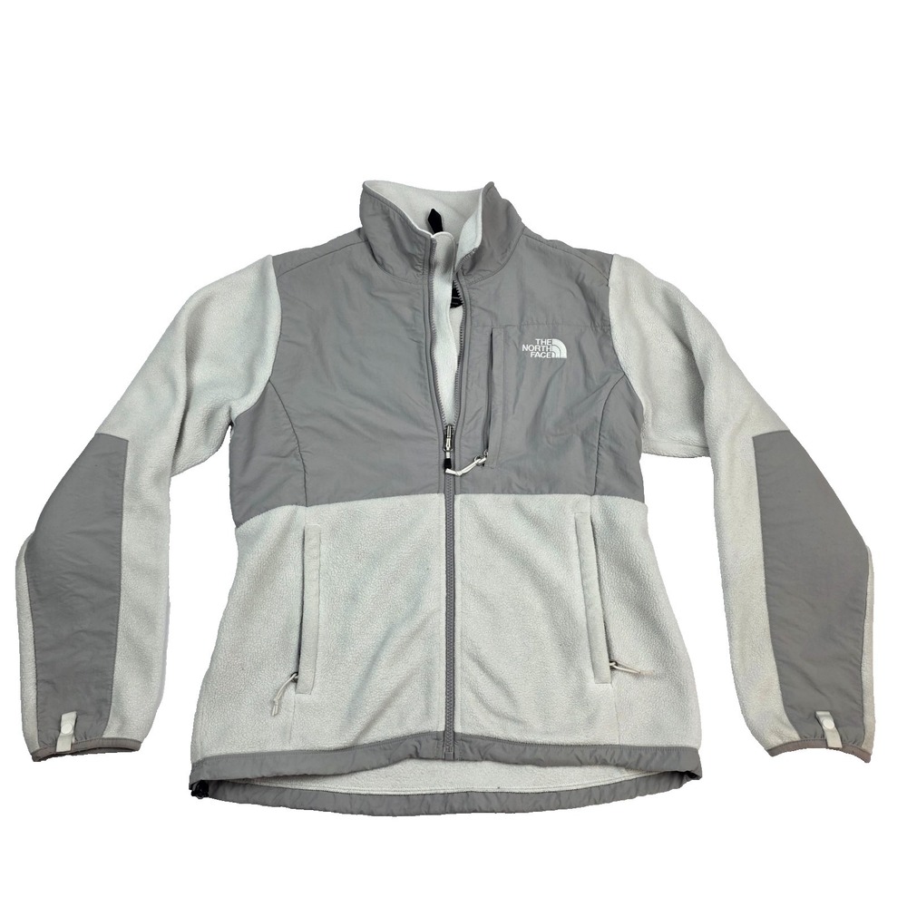 The North Face Women's Denali Fleece M Polartec Full Zip Jacket White Gray - Picture 1 of 4